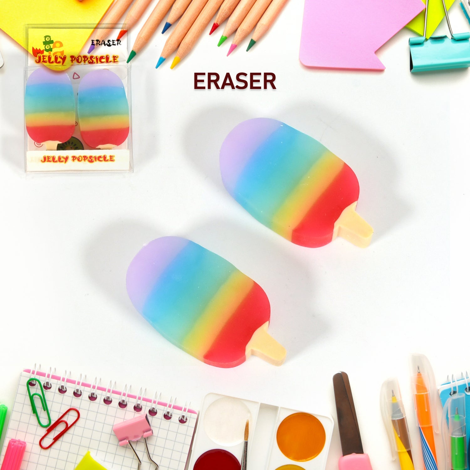 17523 Jelly Popsicle Shape Fancy & Stylish Erasers, Mini Eraser Creative Cute Novelty Eraser for Children Eraser Set for Return Gift, Birthday Party, School Prize (2 Pc Set) 17523 Jelly Popsicle Shape Fancy & Stylish Erasers, Mini Eraser Creative Cute Novelty Eraser for Children Eraser Set for Return Gift, Birthday Party, School Prize (2 Pc Set)
